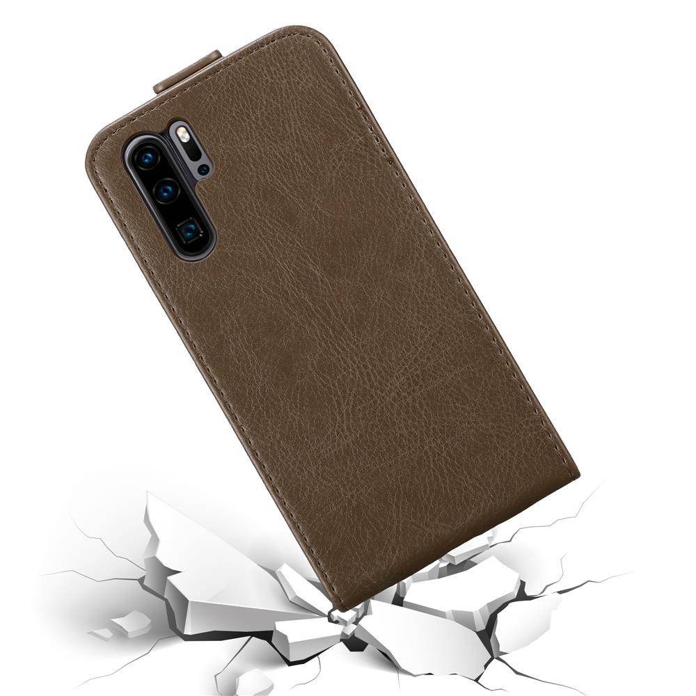 Cadorabo Hülle für Huawei P30 PRO Schutz Hülle in Braun Flip Etui Handyhülle Case Cover