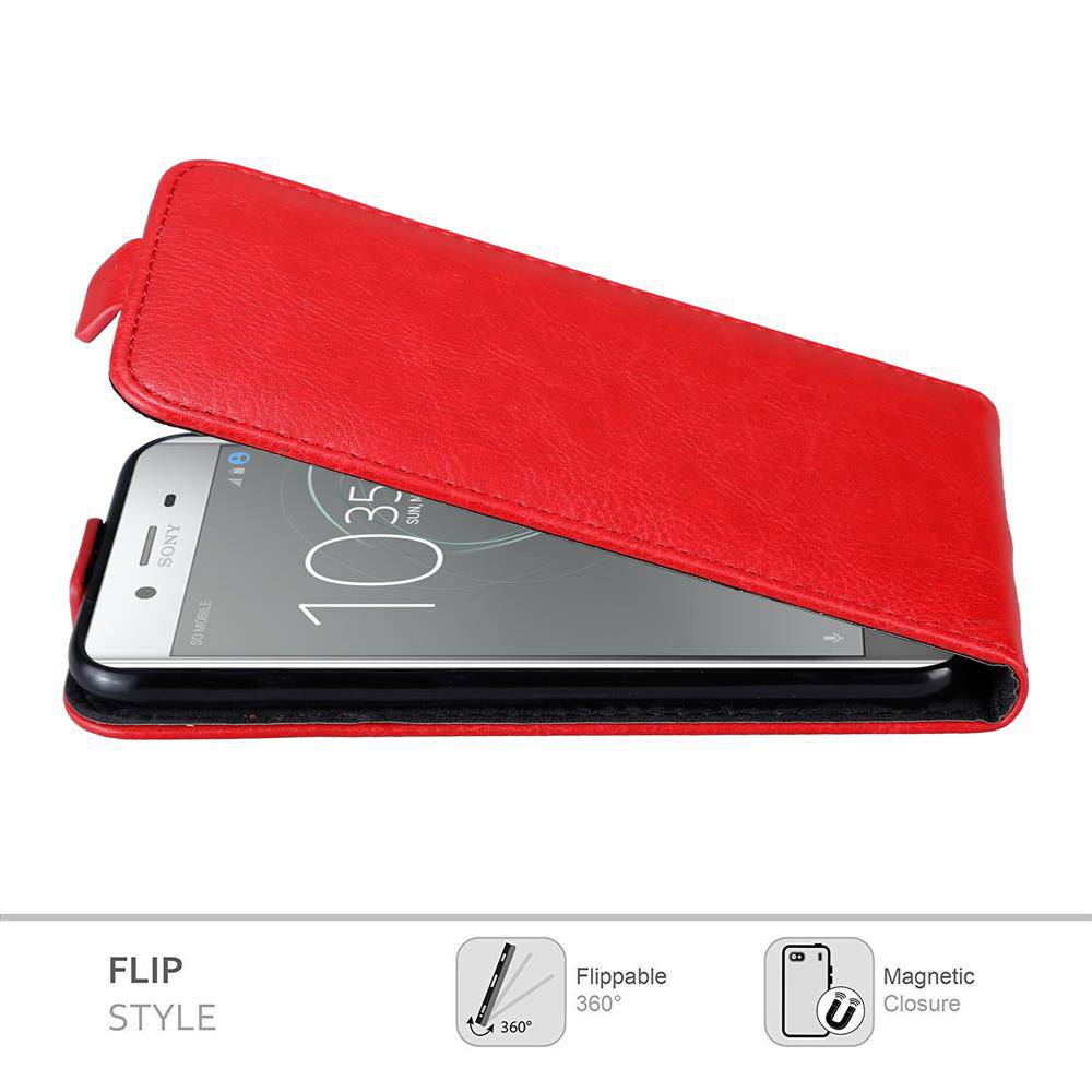 Cadorabo Hülle für Sony Xperia XZ PREMIUM Schutz Hülle in Rot Flip Etui Handyhülle Case Cover