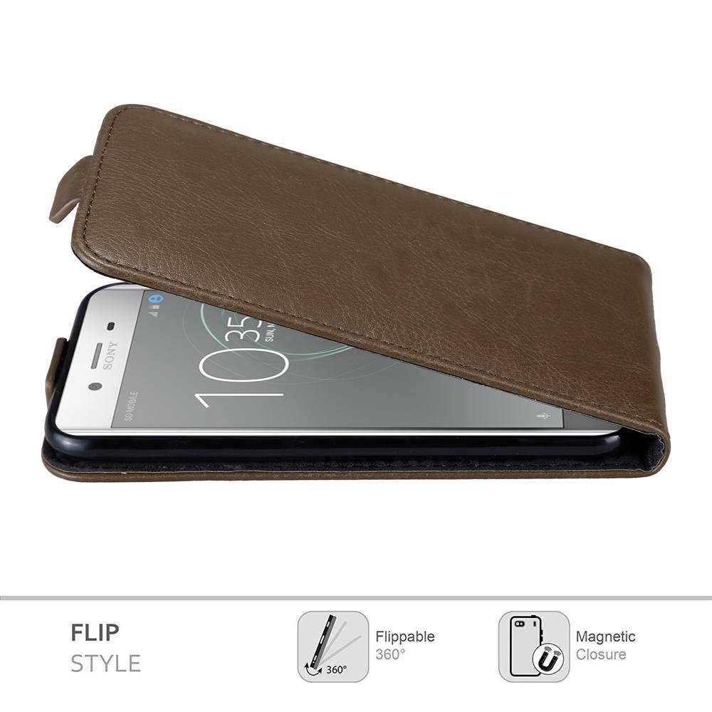 Cadorabo Hülle für Sony Xperia XZ PREMIUM Schutz Hülle in Braun Flip Etui Handyhülle Case Cover