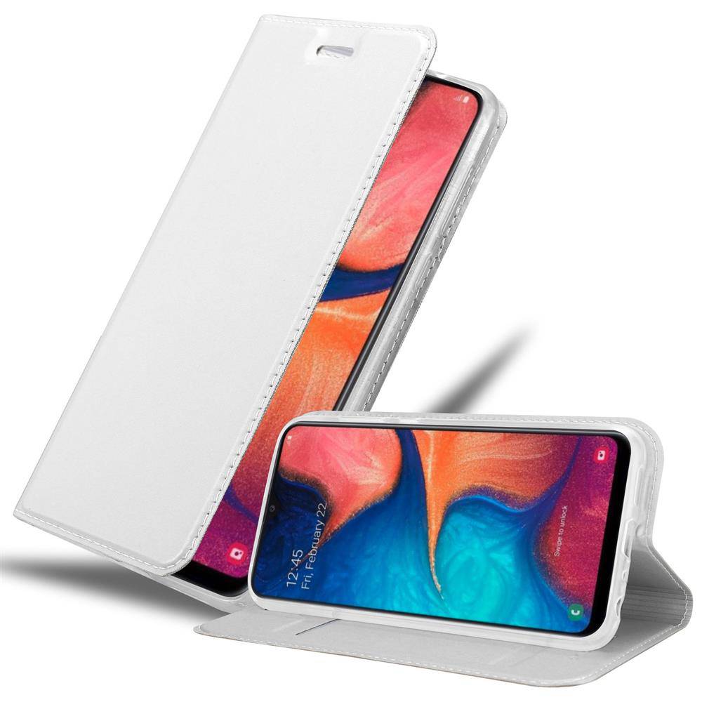 Cadorabo Handyhülle für Samsung Galaxy A10e / A20e Schutz Hülle in Silber Cover Etui Book Case Booklet
