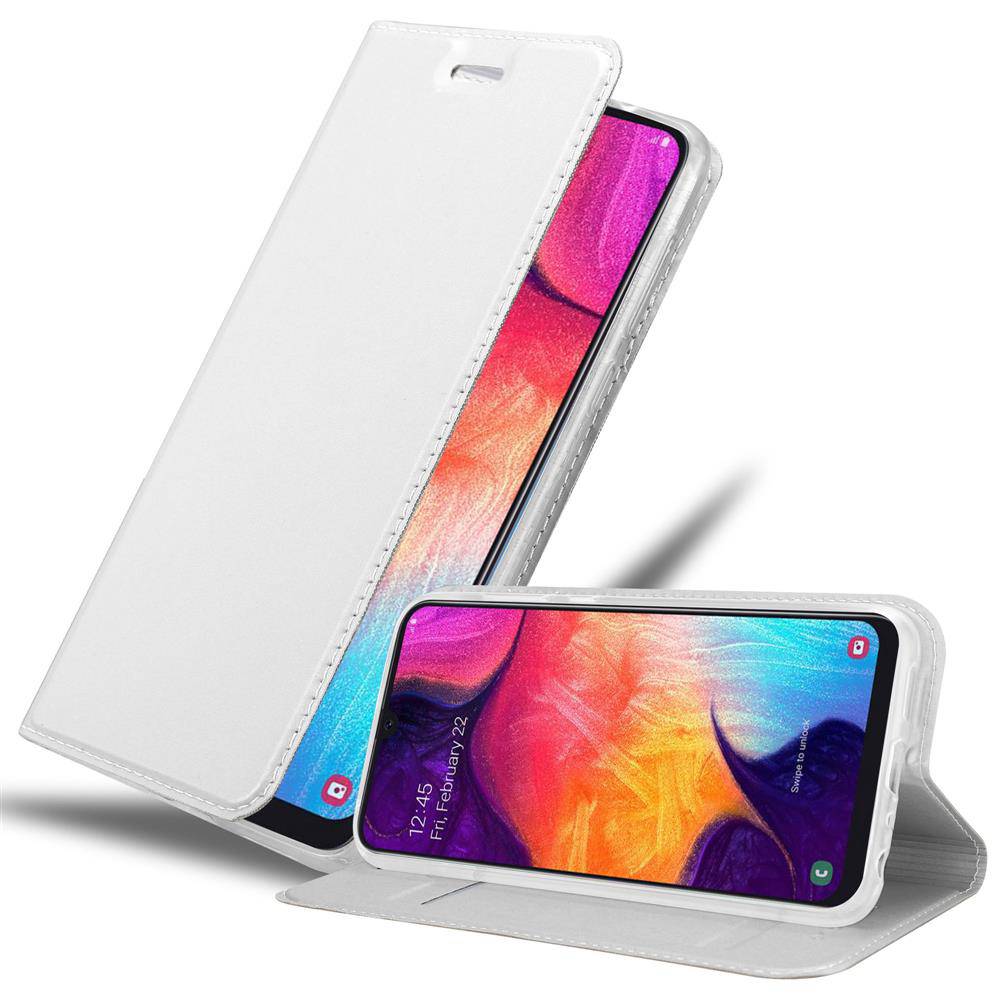 Cadorabo Handyhülle für Samsung Galaxy A50 4G / A50s / A30s Schutz Hülle in Silber Cover Etui Book Case Booklet