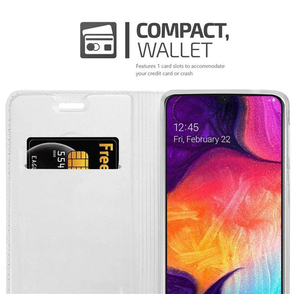 Cadorabo Handyhülle für Samsung Galaxy A50 4G / A50s / A30s Schutz Hülle in Silber Cover Etui Book Case Booklet