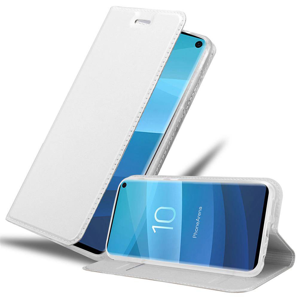 Cadorabo Handyhülle für Samsung Galaxy S10 4G Schutz Hülle in Silber Cover Etui Book Case Booklet