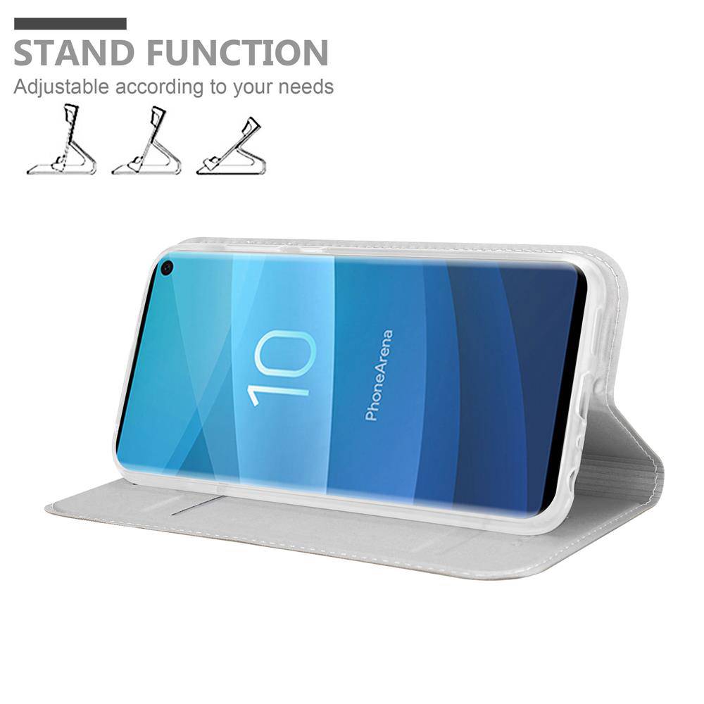Cadorabo Handyhülle für Samsung Galaxy S10 4G Schutz Hülle in Silber Cover Etui Book Case Booklet