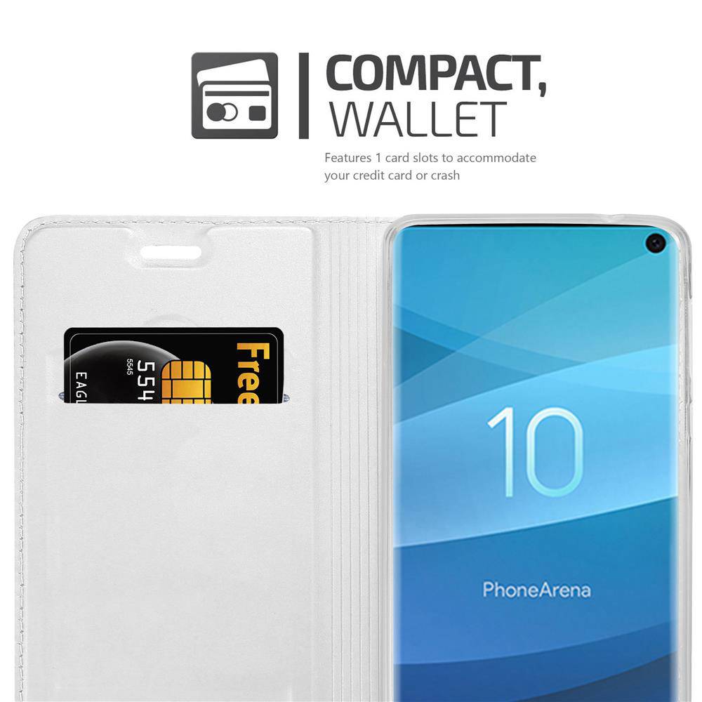 Cadorabo Handyhülle für Samsung Galaxy S10 4G Schutz Hülle in Silber Cover Etui Book Case Booklet