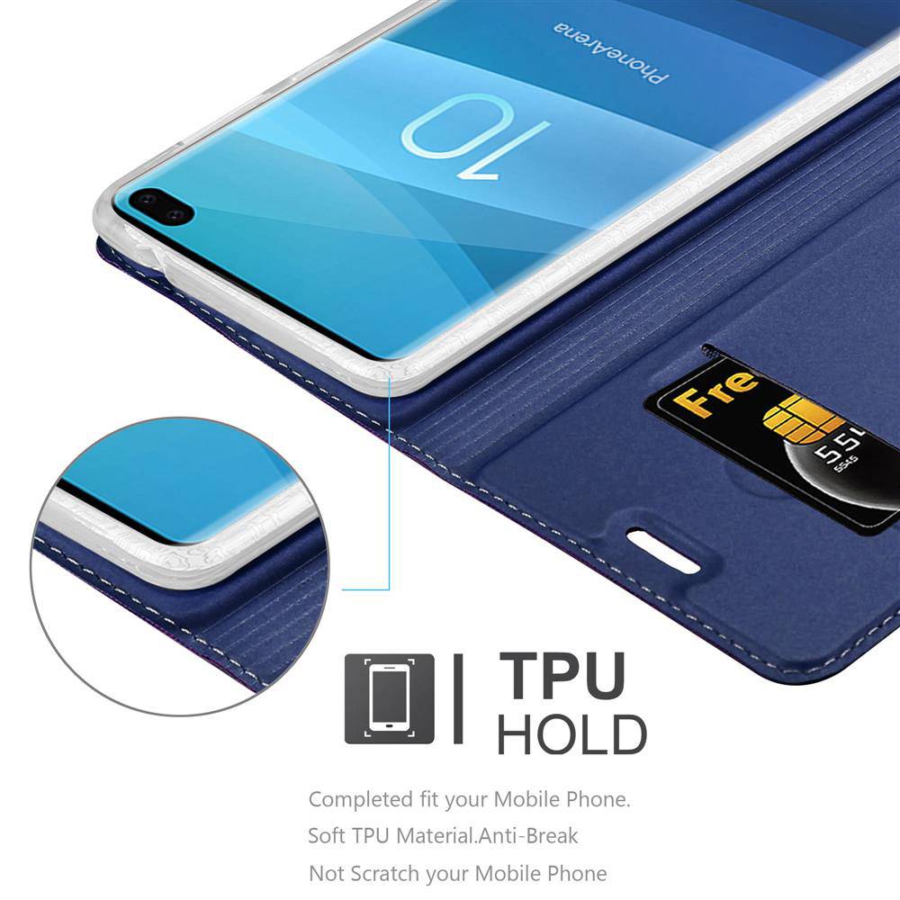Cadorabo Handyhülle für Samsung Galaxy S10 PLUS Schutz Hülle in Blau Cover Etui Book Case Booklet