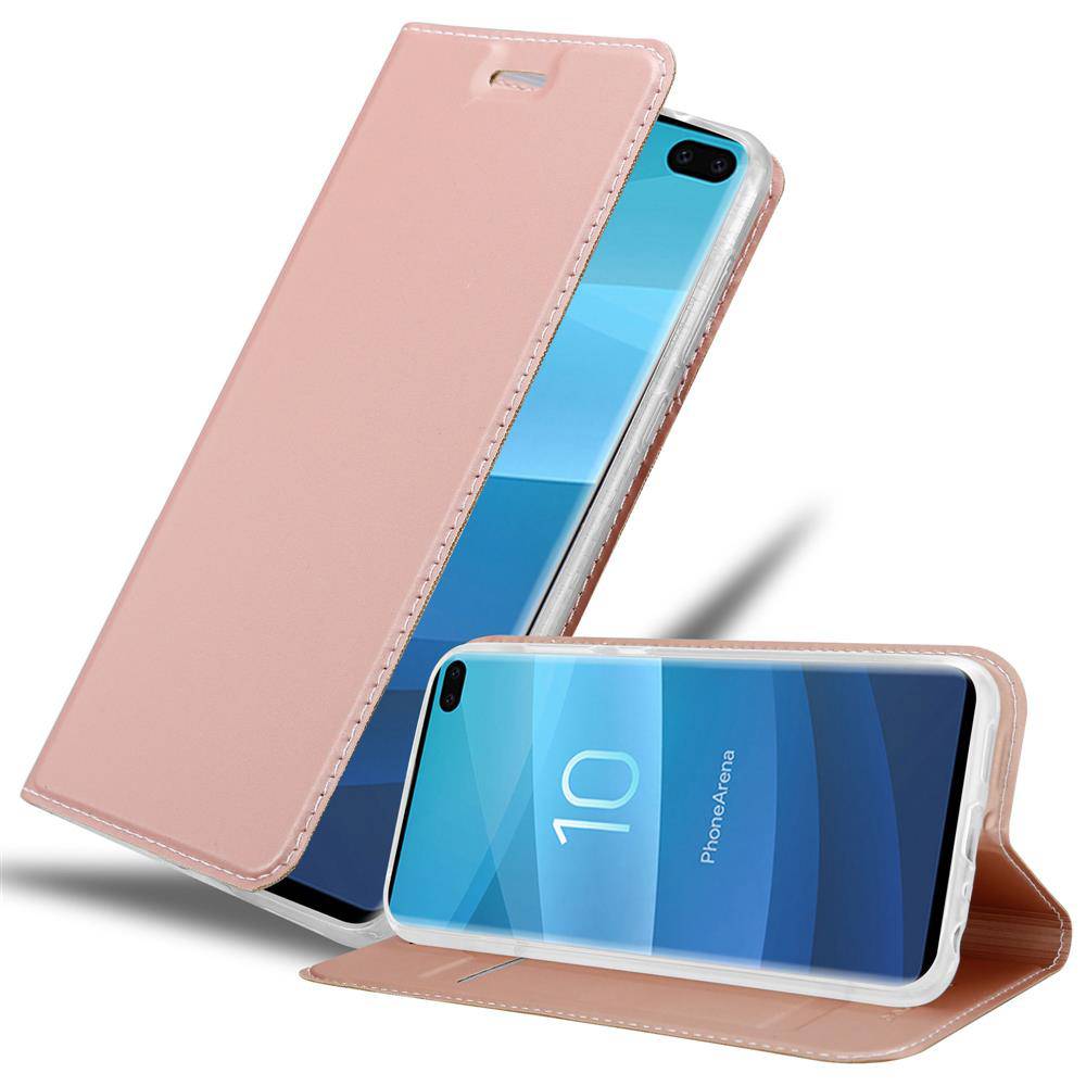 Cadorabo Handyhülle für Samsung Galaxy S10 PLUS Schutz Hülle in Rosa Cover Etui Book Case Booklet