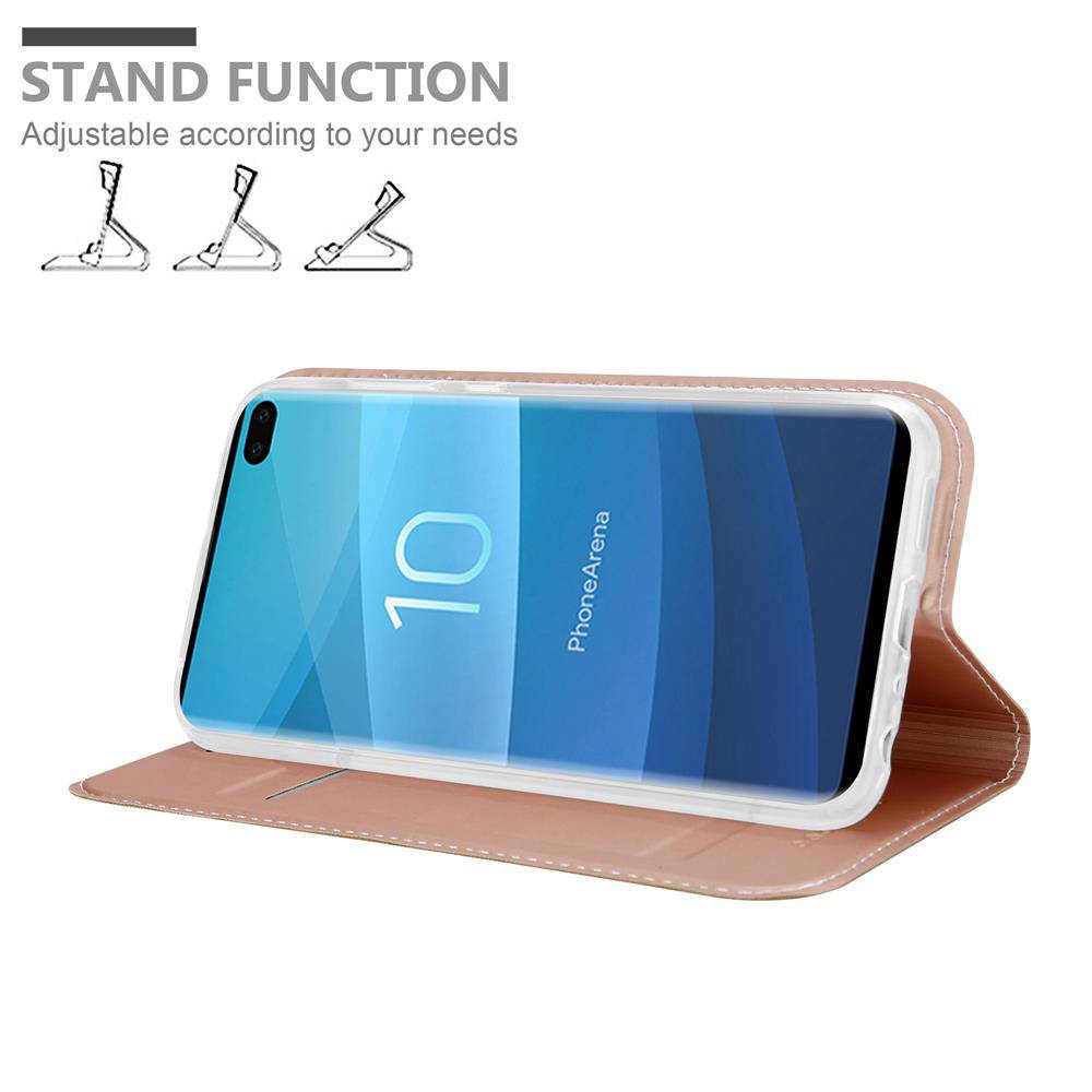 Cadorabo Handyhülle für Samsung Galaxy S10 PLUS Schutz Hülle in Rosa Cover Etui Book Case Booklet