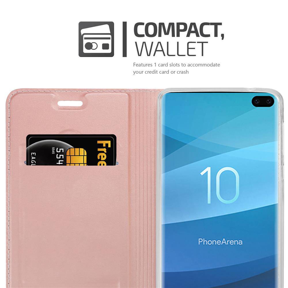 Cadorabo Handyhülle für Samsung Galaxy S10 PLUS Schutz Hülle in Rosa Cover Etui Book Case Booklet