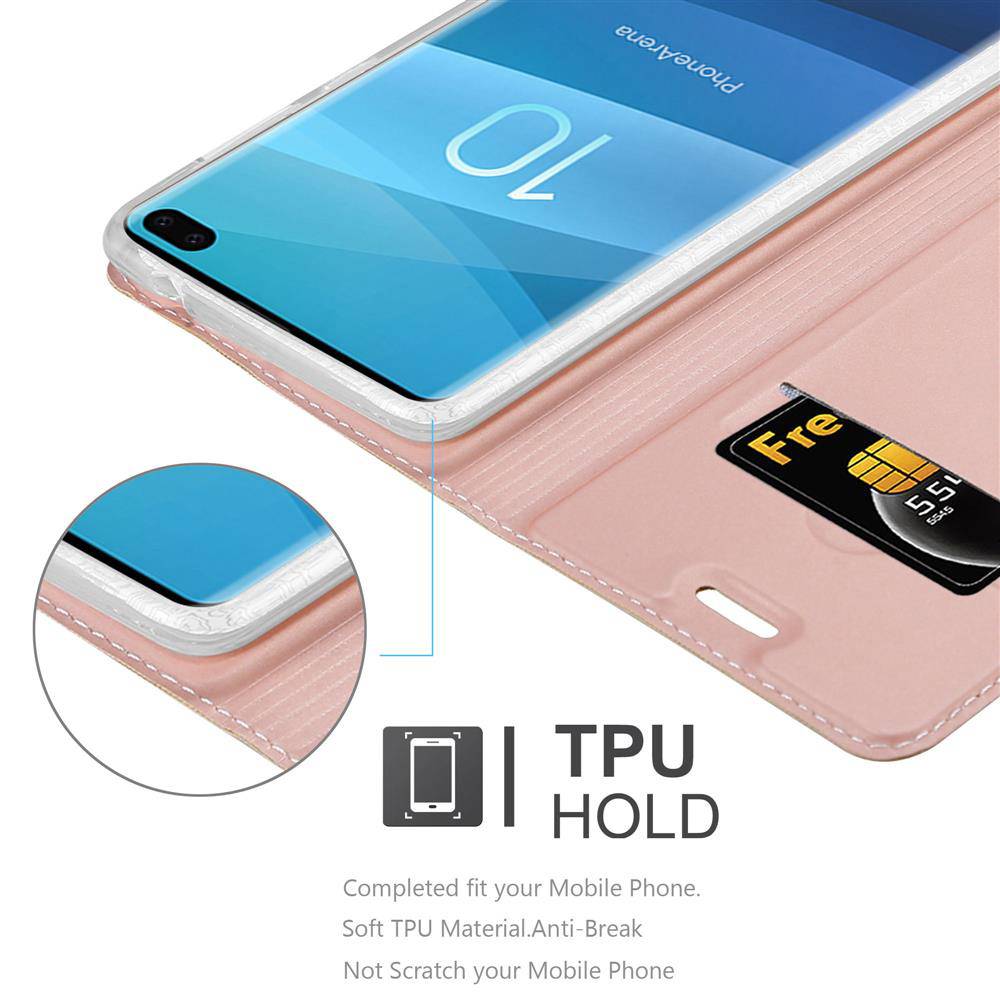 Cadorabo Handyhülle für Samsung Galaxy S10 PLUS Schutz Hülle in Rosa Cover Etui Book Case Booklet