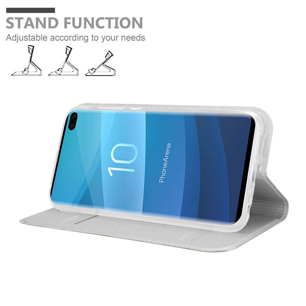 Cadorabo Handyhülle für Samsung Galaxy S10 PLUS Schutz Hülle in Silber Cover Etui Book Case Booklet