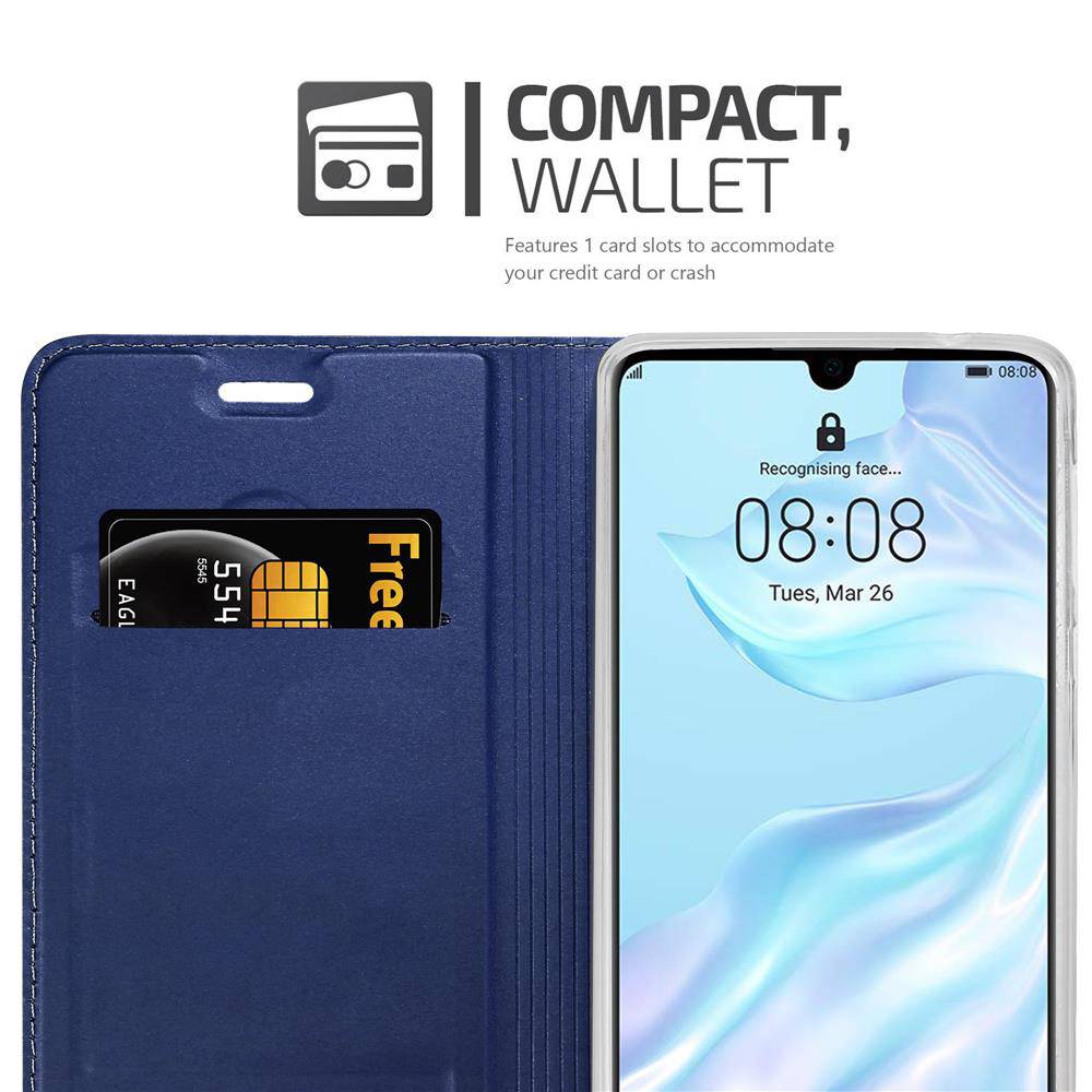 Cadorabo Handyhülle für Huawei P30 Schutz Hülle in Blau Cover Etui Book Case Booklet