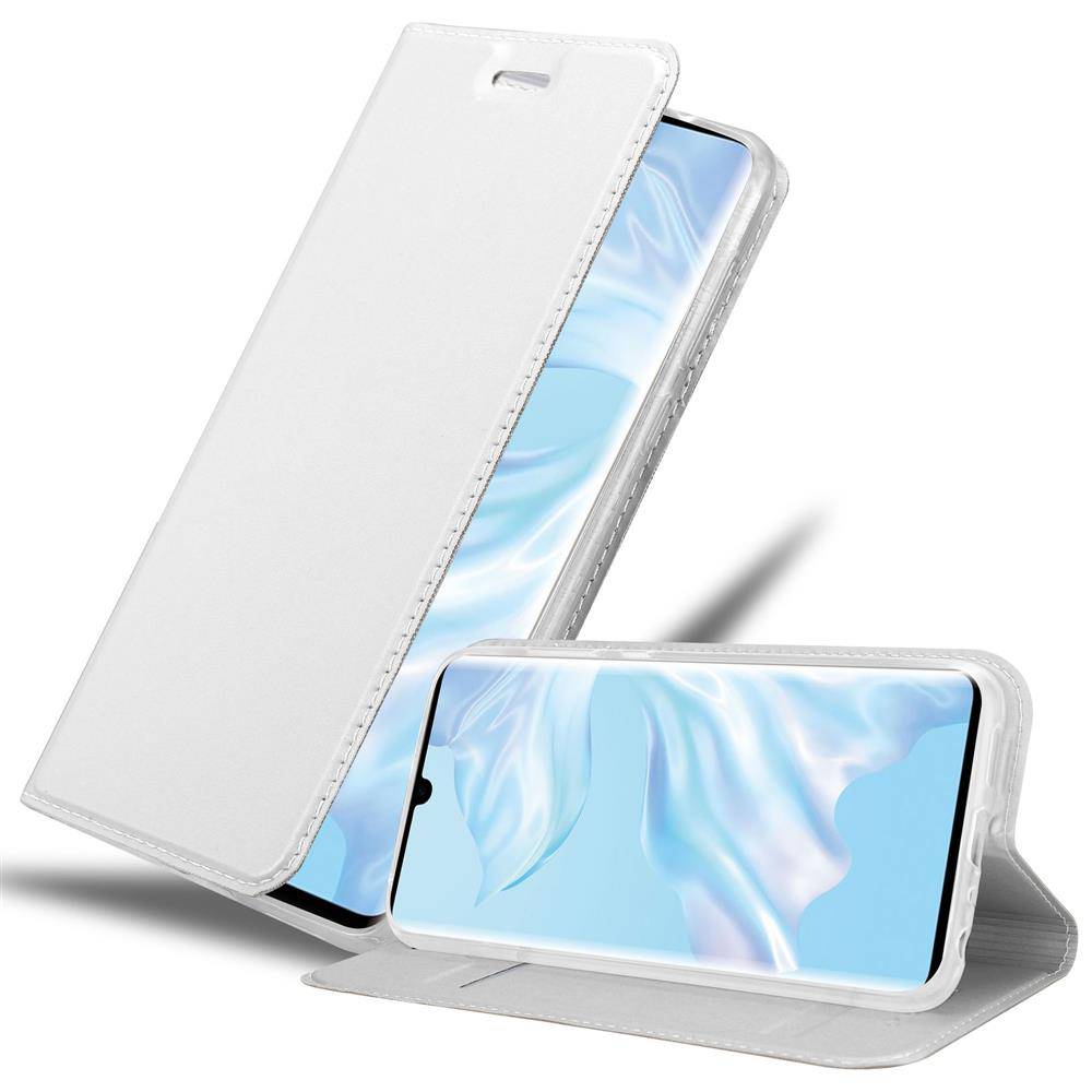 Cadorabo Handyhülle für Huawei P30 PRO Schutz Hülle in Silber Cover Etui Book Case Booklet