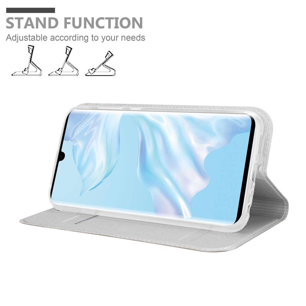 Cadorabo Handyhülle für Huawei P30 PRO Schutz Hülle in Silber Cover Etui Book Case Booklet