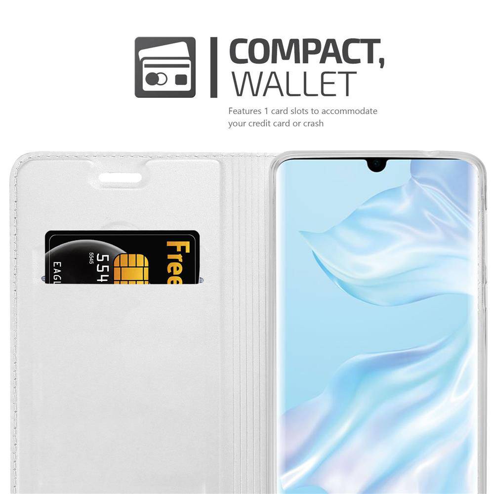 Cadorabo Handyhülle für Huawei P30 PRO Schutz Hülle in Silber Cover Etui Book Case Booklet