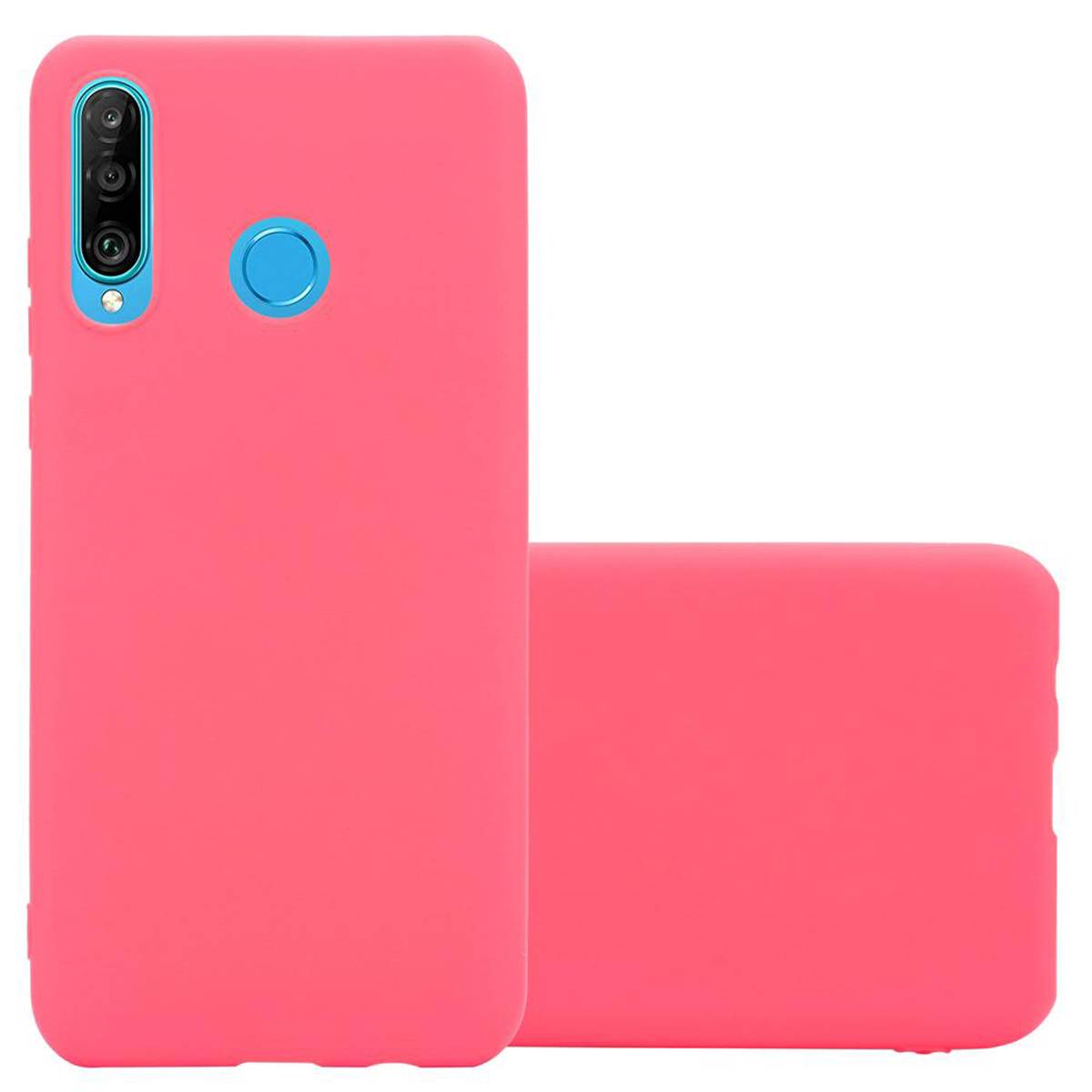 Cadorabo Hülle für Huawei P30 LITE Schutzhülle in Rot Handyhülle TPU Silikon Etui Case Cover
