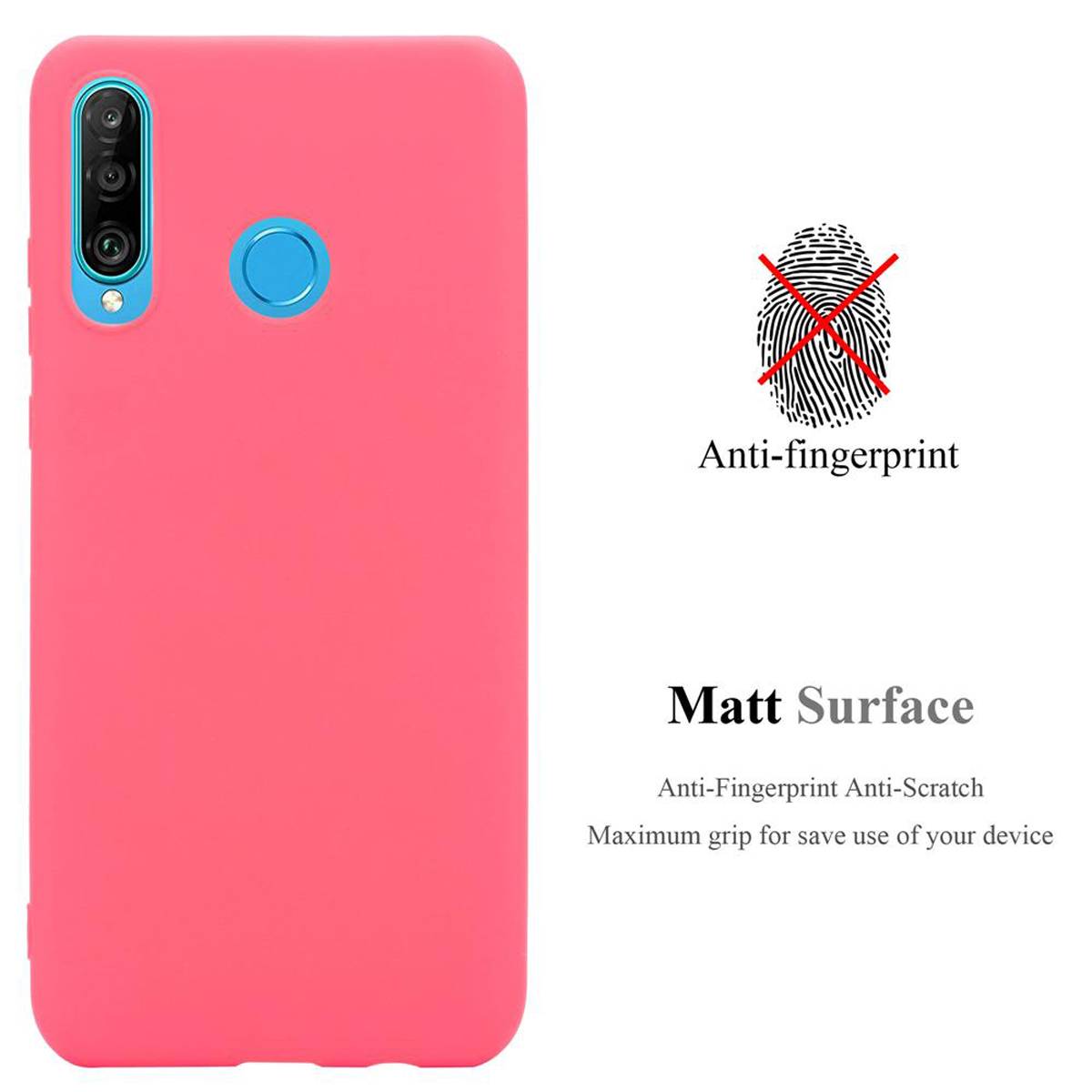 Cadorabo Hülle für Huawei P30 LITE Schutzhülle in Rot Handyhülle TPU Silikon Etui Case Cover