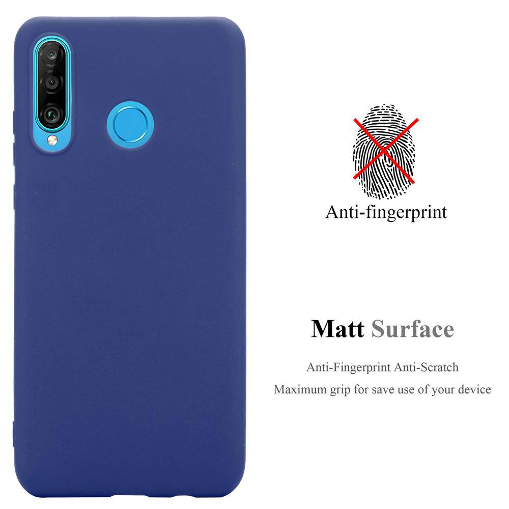 Cadorabo Hülle für Huawei P30 LITE Schutzhülle in Blau Handyhülle TPU Silikon Etui Case Cover