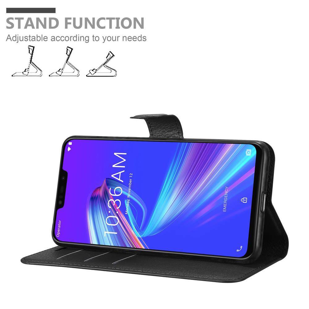 Cadorabo Hülle für Asus ZenFone MAX M2 Schutz Hülle in Schwarz Handyhülle Etui Case Cover Magnetverschluss