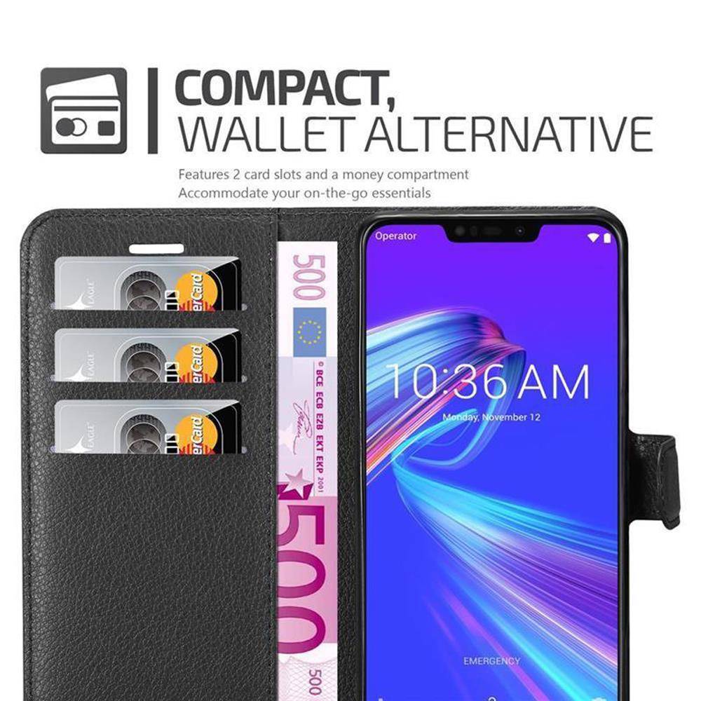 Cadorabo Hülle für Asus ZenFone MAX M2 Schutz Hülle in Schwarz Handyhülle Etui Case Cover Magnetverschluss