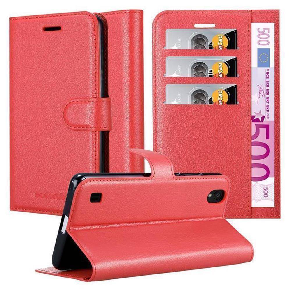 Cadorabo Hülle für ZTE Blade A5 2019 Schutz Hülle in Rot Handyhülle Etui Case Cover Magnetverschluss