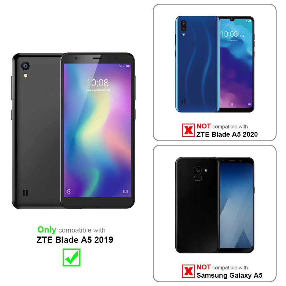Cadorabo Hülle für ZTE Blade A5 2019 Schutz Hülle in Rot Handyhülle Etui Case Cover Magnetverschluss