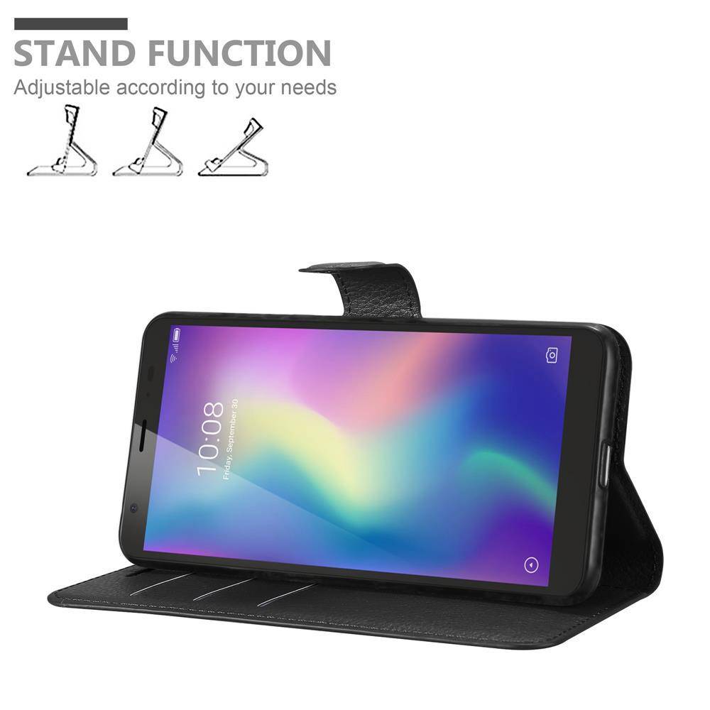 Cadorabo Hülle für ZTE Blade A5 2019 Schutz Hülle in Schwarz Handyhülle Etui Case Cover Magnetverschluss