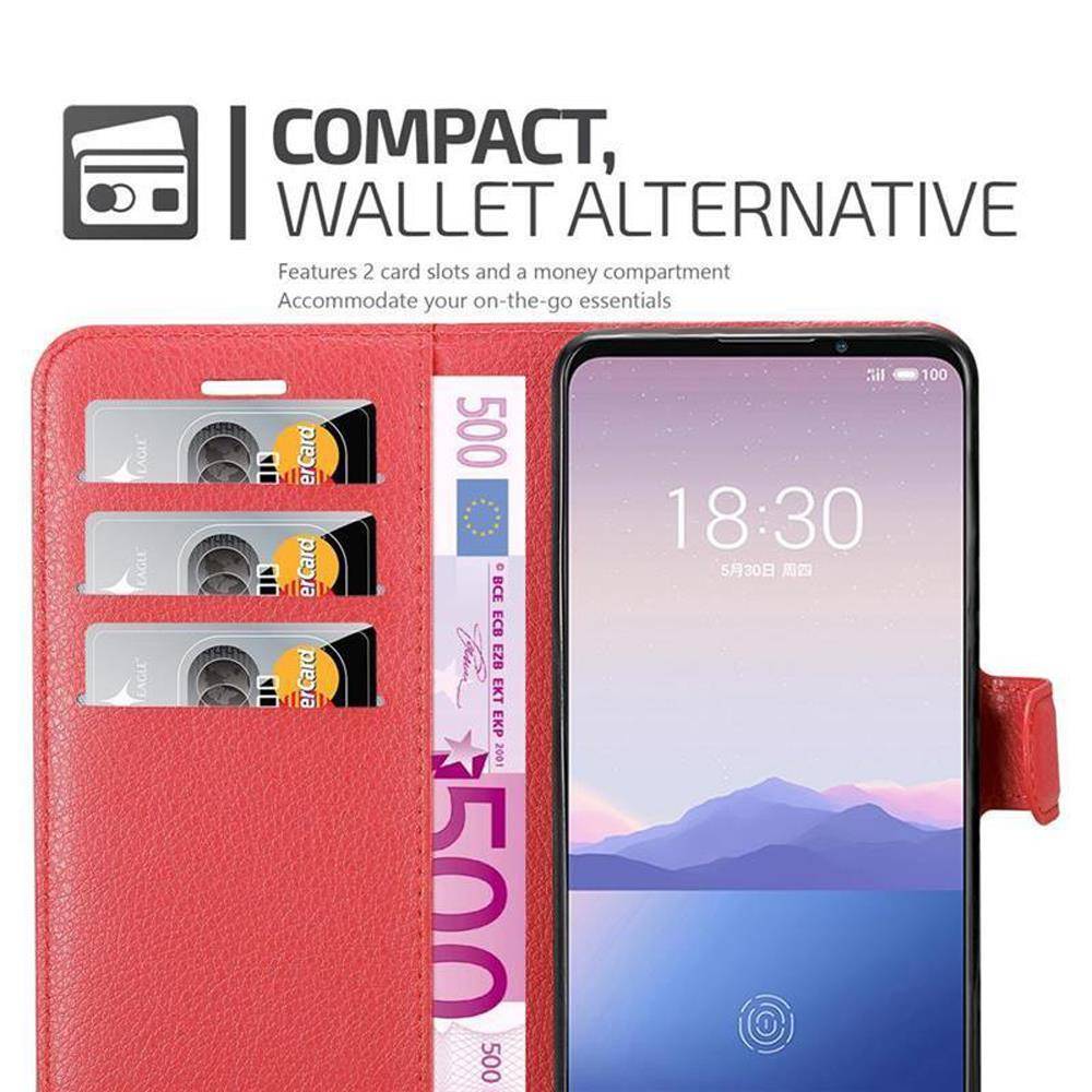 Cadorabo Hülle für MEIZU 16Xs Schutz Hülle in Rot Handyhülle Etui Case Cover Magnetverschluss