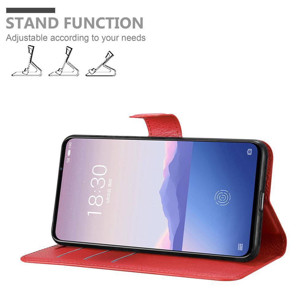 Cadorabo Hülle für MEIZU 16Xs Schutz Hülle in Rot Handyhülle Etui Case Cover Magnetverschluss