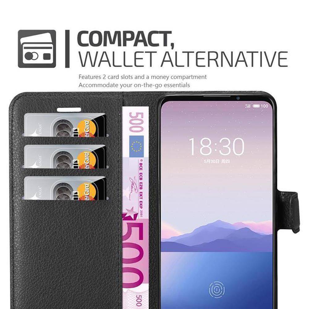 Cadorabo Hülle für MEIZU 16Xs Schutz Hülle in Schwarz Handyhülle Etui Case Cover Magnetverschluss