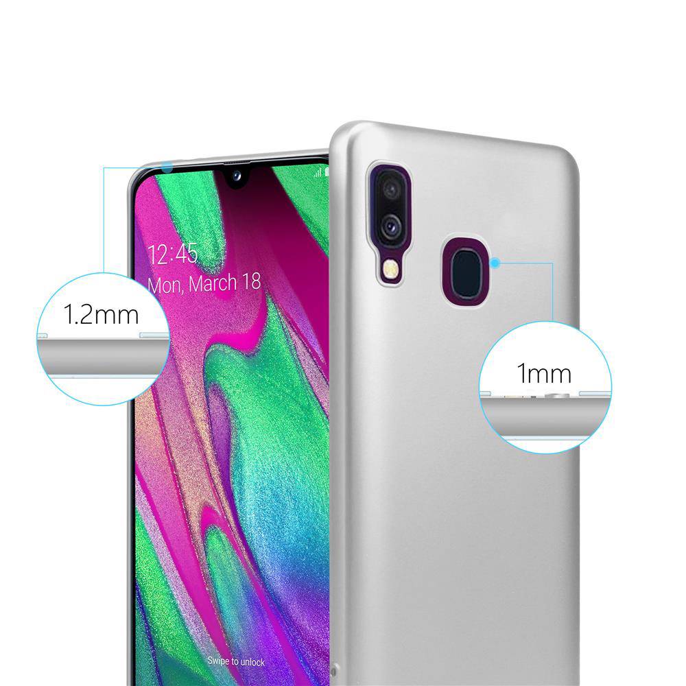 Cadorabo Schutzhülle für Samsung Galaxy A40 Hülle in Silber Handyhülle TPU Silikon Etui Cover Case