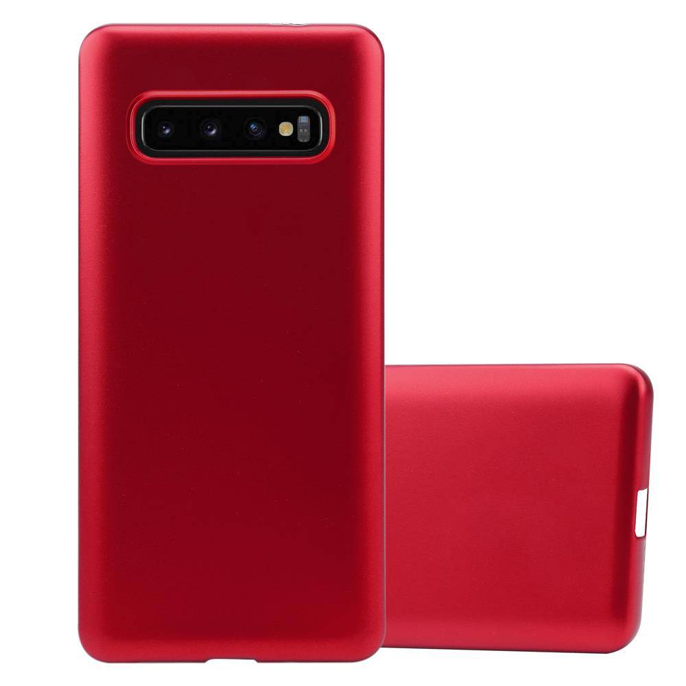 Cadorabo Schutzhülle für Samsung Galaxy S10 4G Hülle in Rot Handyhülle TPU Silikon Etui Cover Case