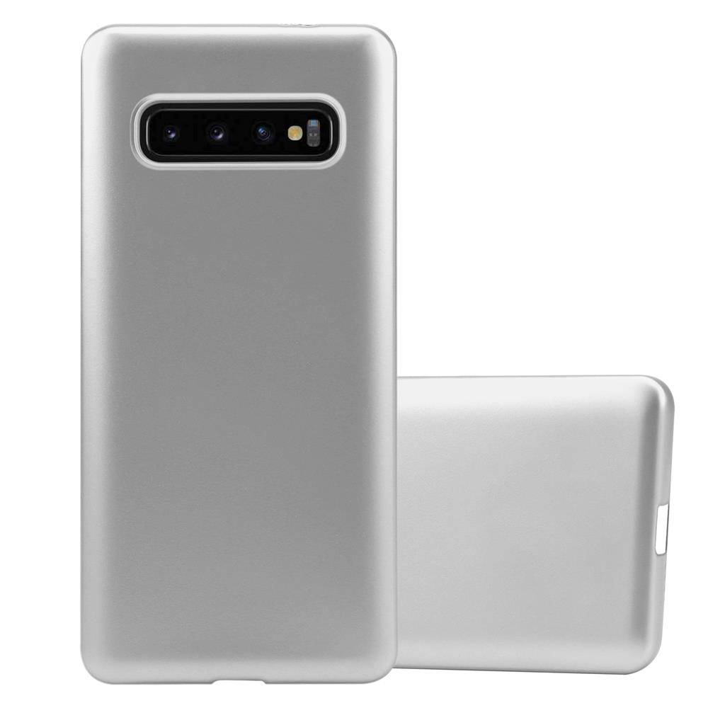 Cadorabo Schutzhülle für Samsung Galaxy S10 4G Hülle in Silber Handyhülle TPU Silikon Etui Cover Case