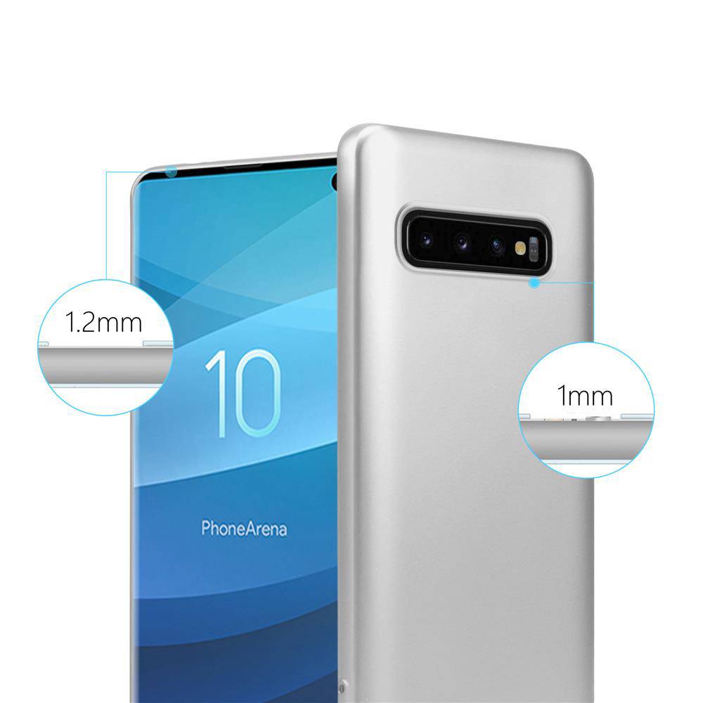 Cadorabo Schutzhülle für Samsung Galaxy S10 4G Hülle in Silber Handyhülle TPU Silikon Etui Cover Case