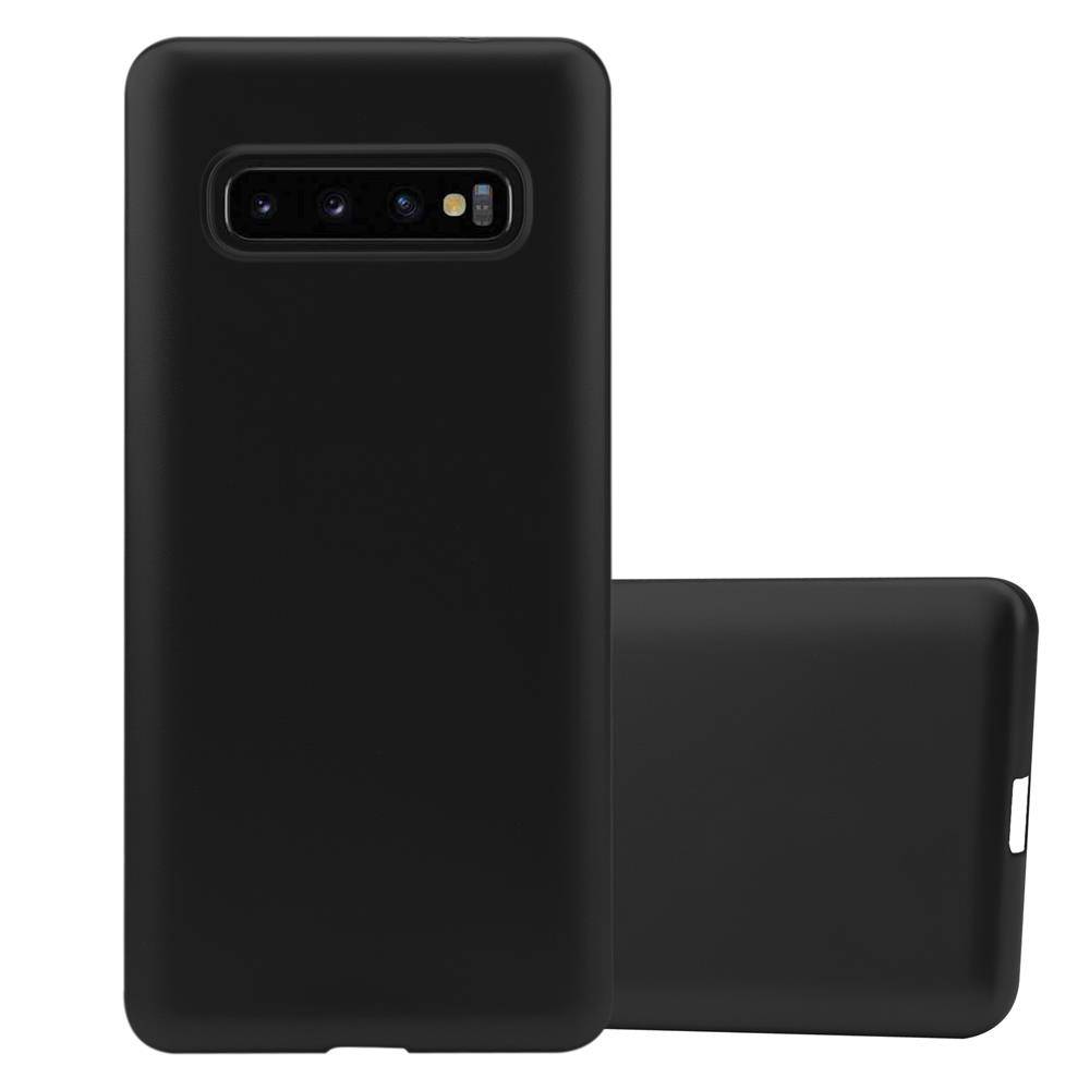 Cadorabo Schutzhülle für Samsung Galaxy S10 PLUS Hülle in Schwarz Handyhülle TPU Silikon Etui Cover Case