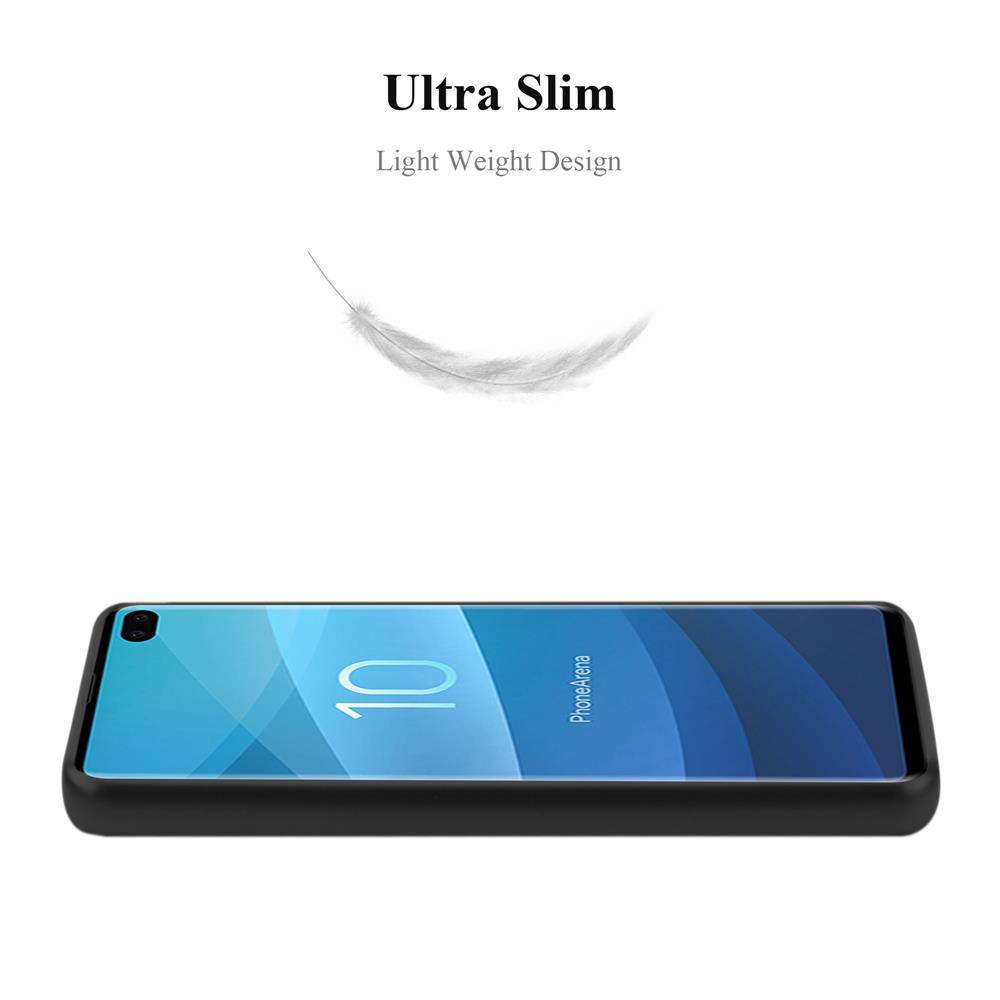 Cadorabo Schutzhülle für Samsung Galaxy S10 PLUS Hülle in Schwarz Handyhülle TPU Silikon Etui Cover Case