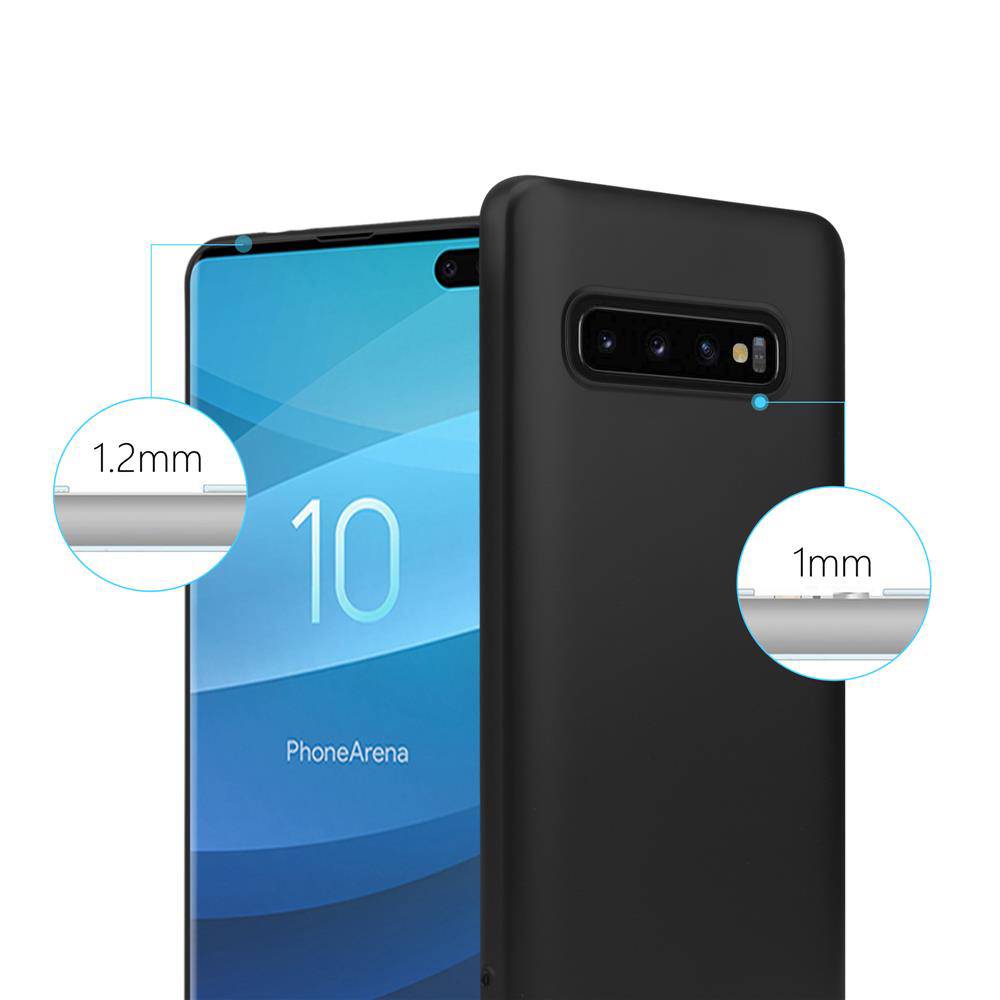 Cadorabo Schutzhülle für Samsung Galaxy S10 PLUS Hülle in Schwarz Handyhülle TPU Silikon Etui Cover Case