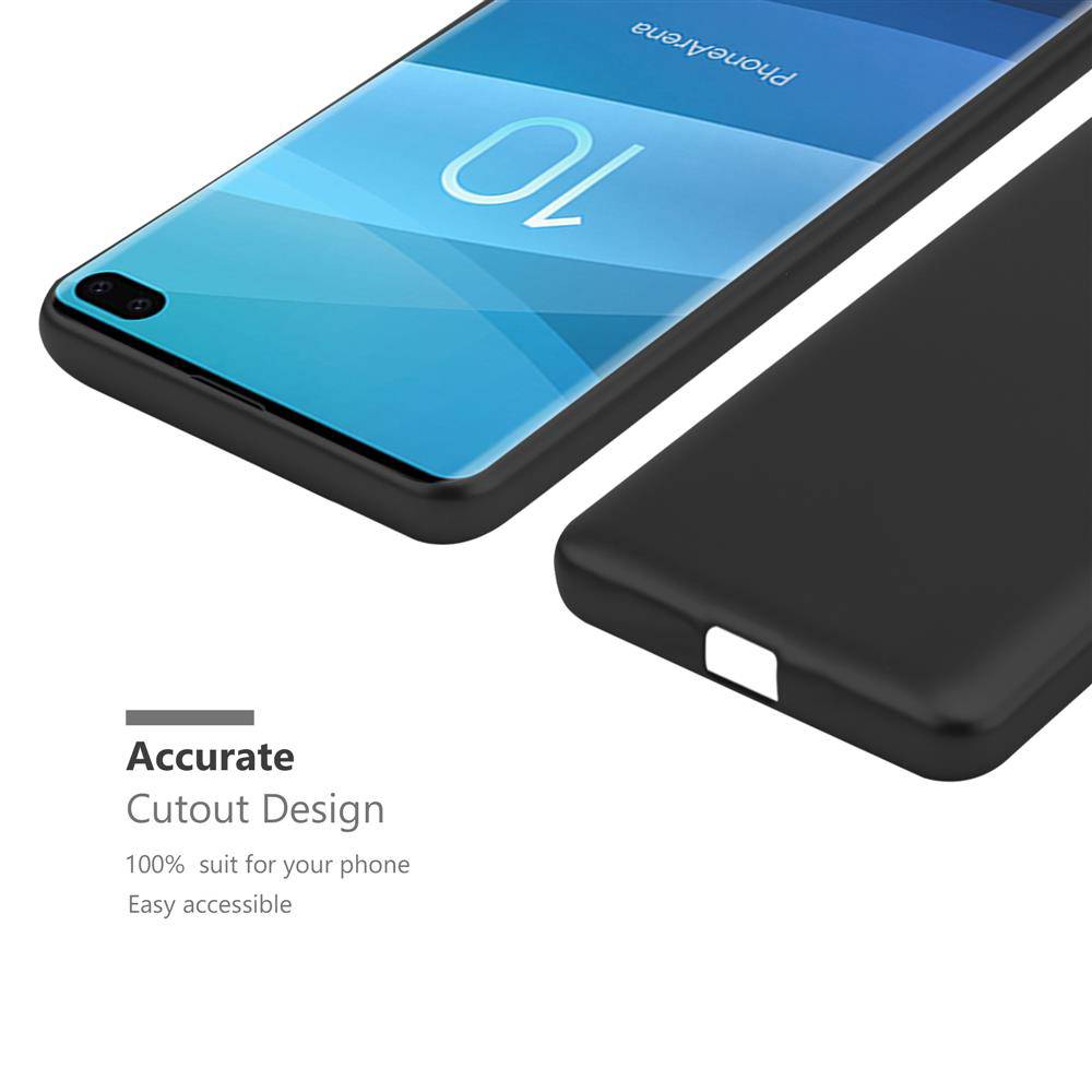 Cadorabo Schutzhülle für Samsung Galaxy S10 PLUS Hülle in Schwarz Handyhülle TPU Silikon Etui Cover Case