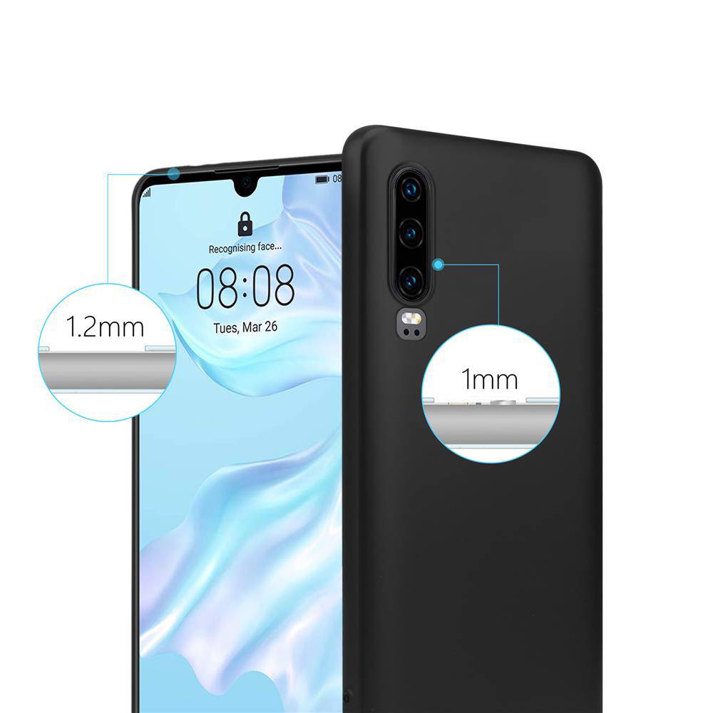 Cadorabo Schutzhülle für Huawei P30 Hülle in Schwarz Handyhülle TPU Silikon Etui Cover Case