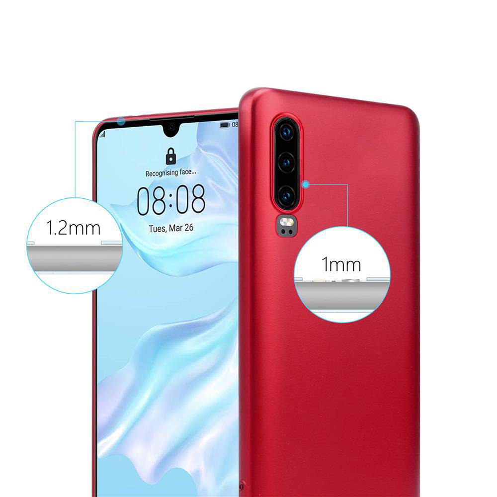 Cadorabo Schutzhülle für Huawei P30 Hülle in Rot Handyhülle TPU Silikon Etui Cover Case