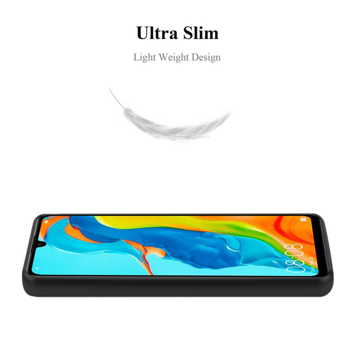 Cadorabo Schutzhülle für Huawei P30 LITE Hülle in Schwarz Handyhülle TPU Silikon Etui Cover Case