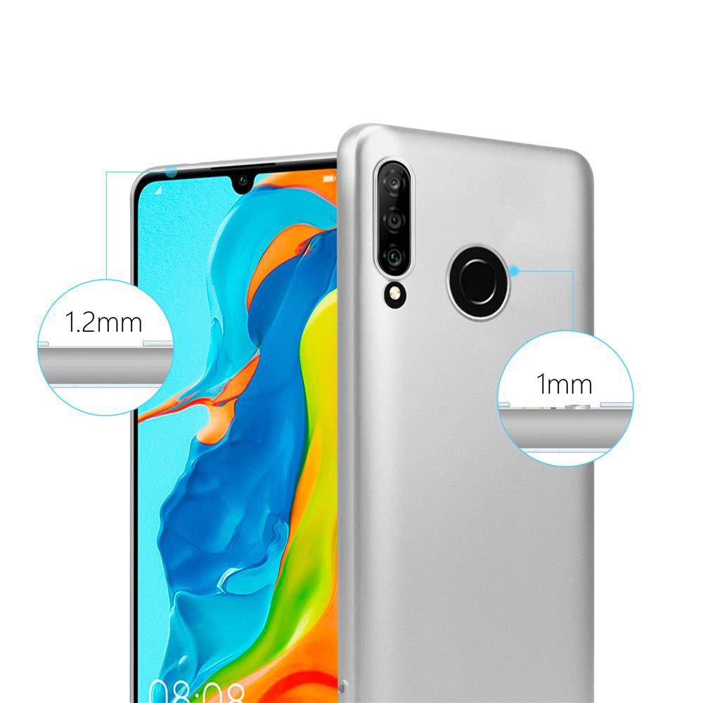 Cadorabo Schutzhülle für Huawei P30 LITE Hülle in Silber Handyhülle TPU Silikon Etui Cover Case