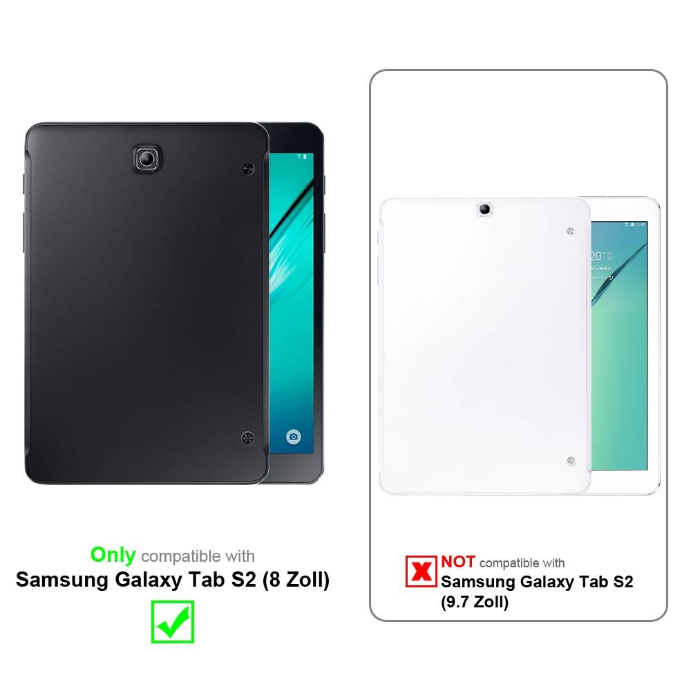 Cadorabo Hülle für Samsung Galaxy Tab S2 (8 Zoll) Tablet Schutz Hülle in Rot Schutzhülle Etui Case Tasche Cover