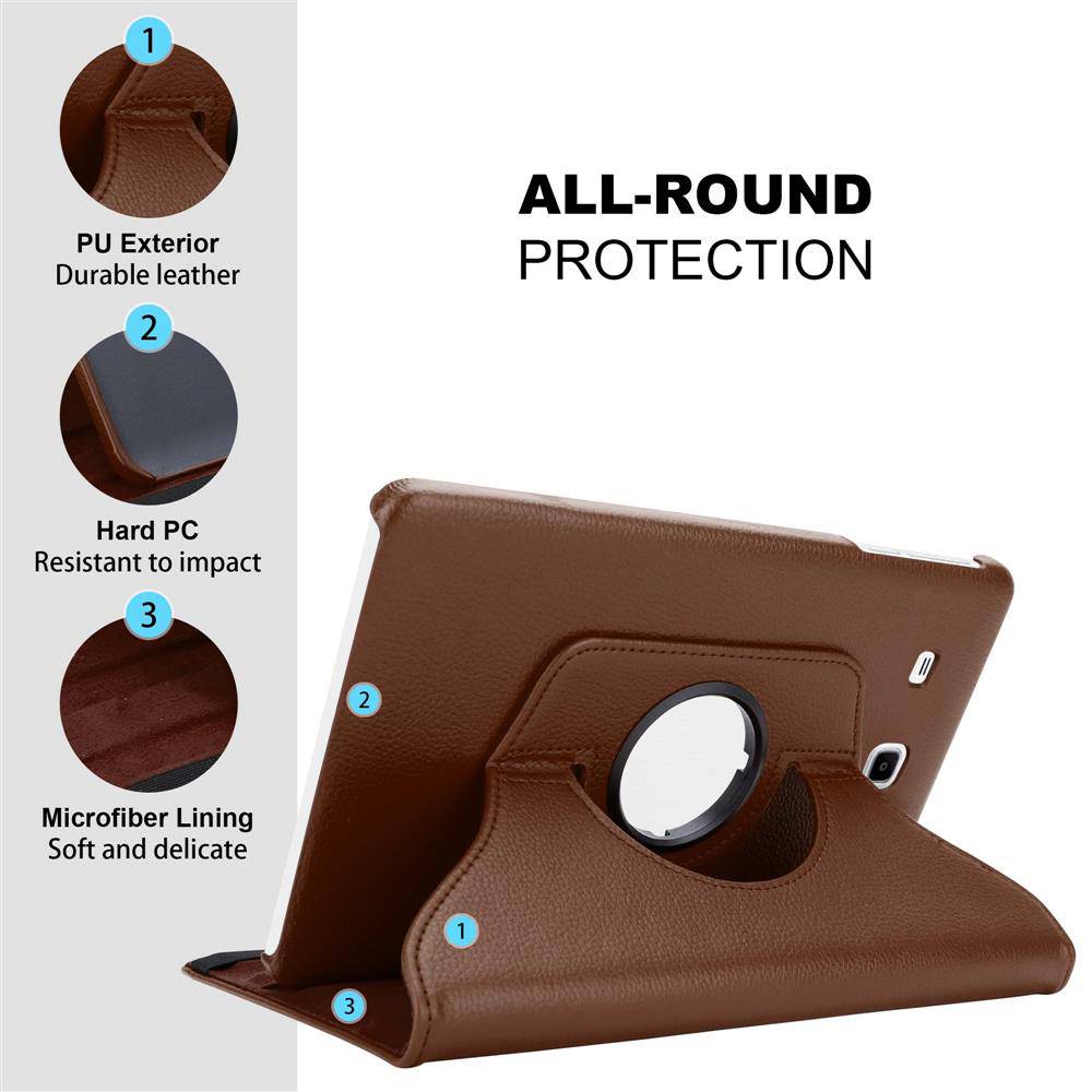 Cadorabo Hülle für Samsung Galaxy Tab E (9.6 Zoll) Tablet Schutz Hülle in Braun Schutzhülle Etui Case Tasche Cover