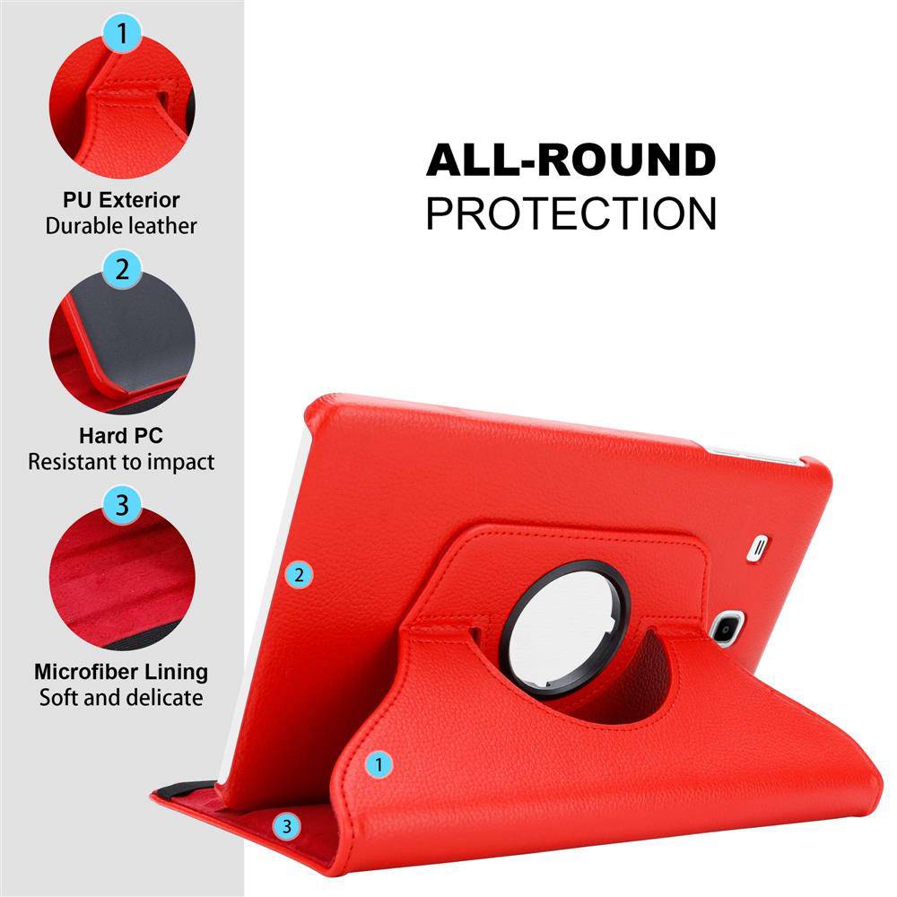 Cadorabo Hülle für Samsung Galaxy Tab E (9.6 Zoll) Tablet Schutz Hülle in Rot Schutzhülle Etui Case Tasche Cover