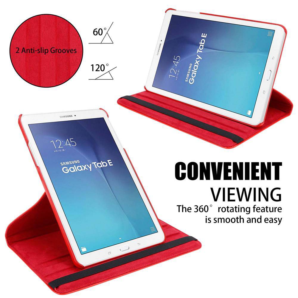 Cadorabo Hülle für Samsung Galaxy Tab E (9.6 Zoll) Tablet Schutz Hülle in Rot Schutzhülle Etui Case Tasche Cover