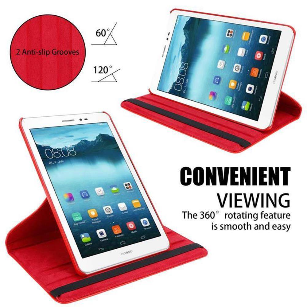 Cadorabo Hülle für Huawei MediaPad T1 8 (8.0 Zoll) Tablet Schutz Hülle in Rot Schutzhülle Etui Case Tasche Cover