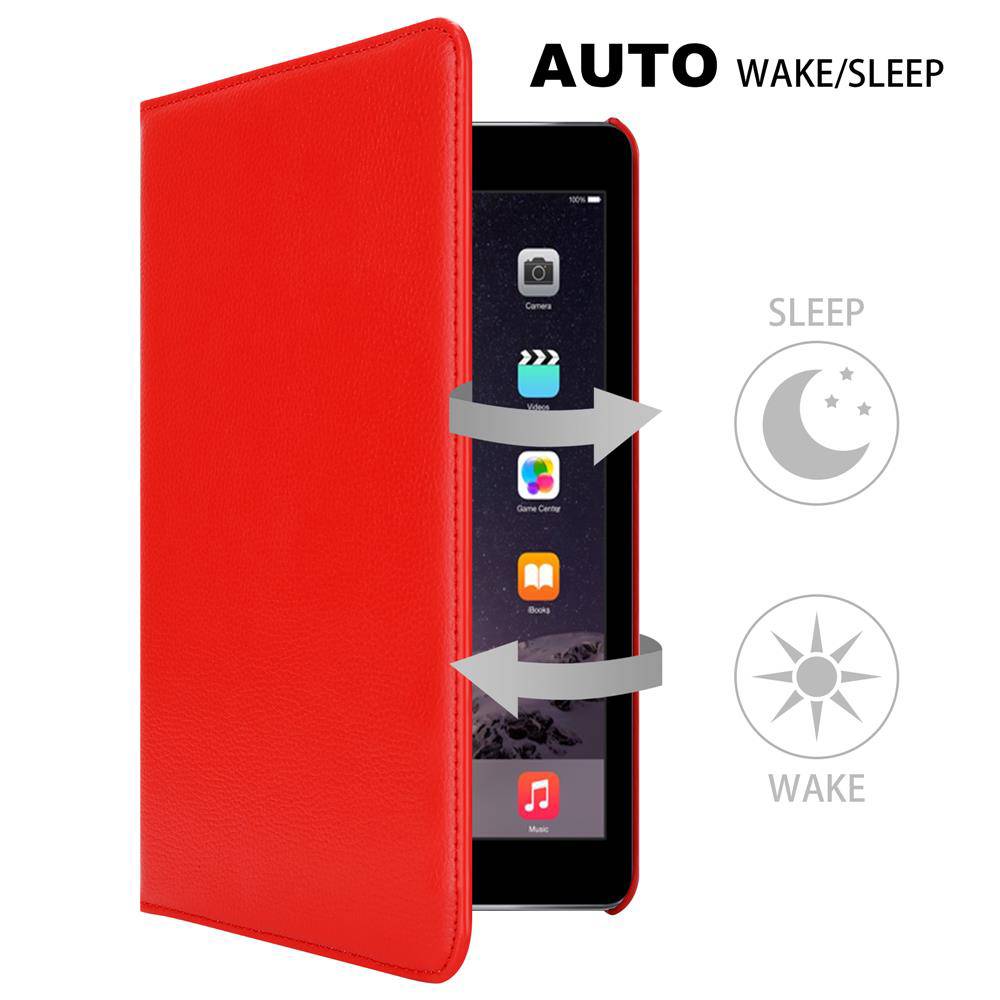 Cadorabo Hülle für Apple iPad AIR 2 2014 / AIR 2013 Tablet Hülle in Rot Schutzhülle Etui Case Tasche Auto Wake up