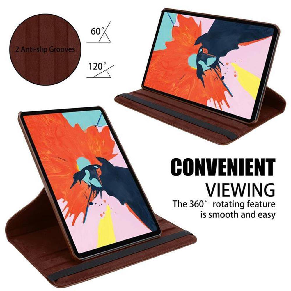 Cadorabo Hülle für Apple iPad PRO 2018 (12.9 Zoll) Tablet Hülle in Braun Schutzhülle Etui Case Tasche Auto Wake up