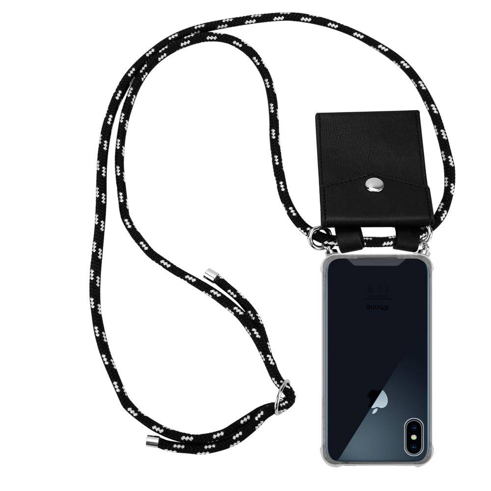 Cadorabo Schutzhülle für Apple iPhone X / XS Hülle in Schwarz Handy Kette Kordel abnehmbares Etui